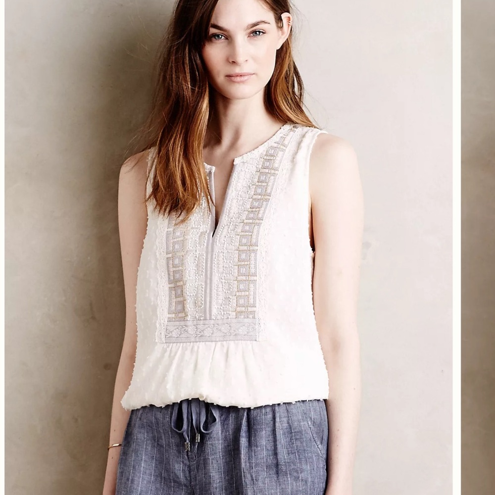 Anthropologie One September Sleeveless V Neck Blouse Size Small